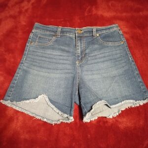 Just Be Blue Denim Frayed Jean Shorts